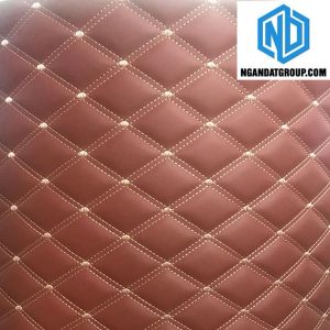 Nguyên Liệu Da Hình Thoi Nâu Nhẵn Chỉ Vàng - NĐ30