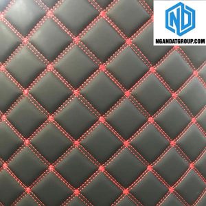 Nguyên Liệu Da Hình Vuông Đen Chỉ Đỏ - NĐ27